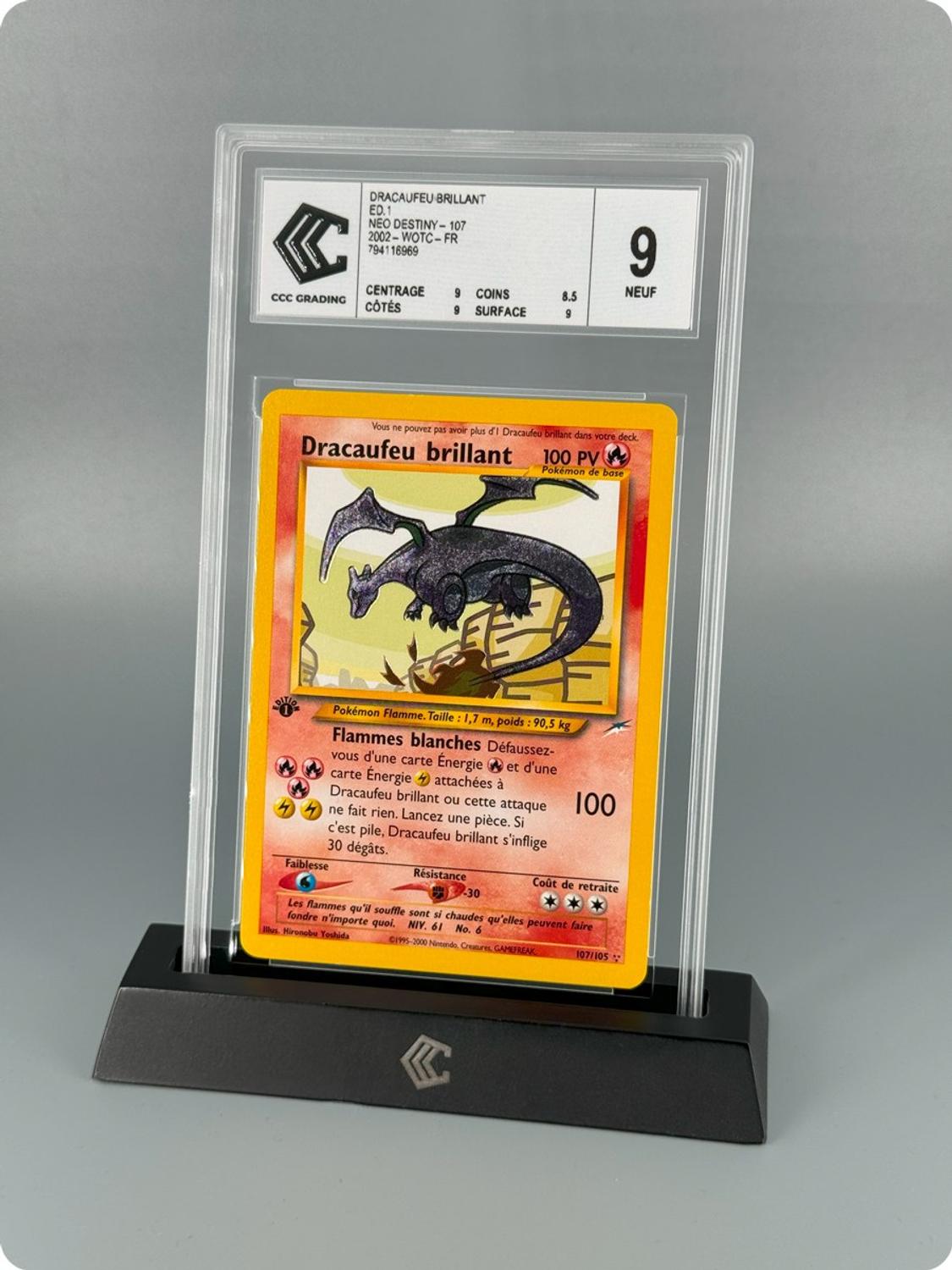Dracaufeu brillant Ed.1 dans un boîtier CCC Grading