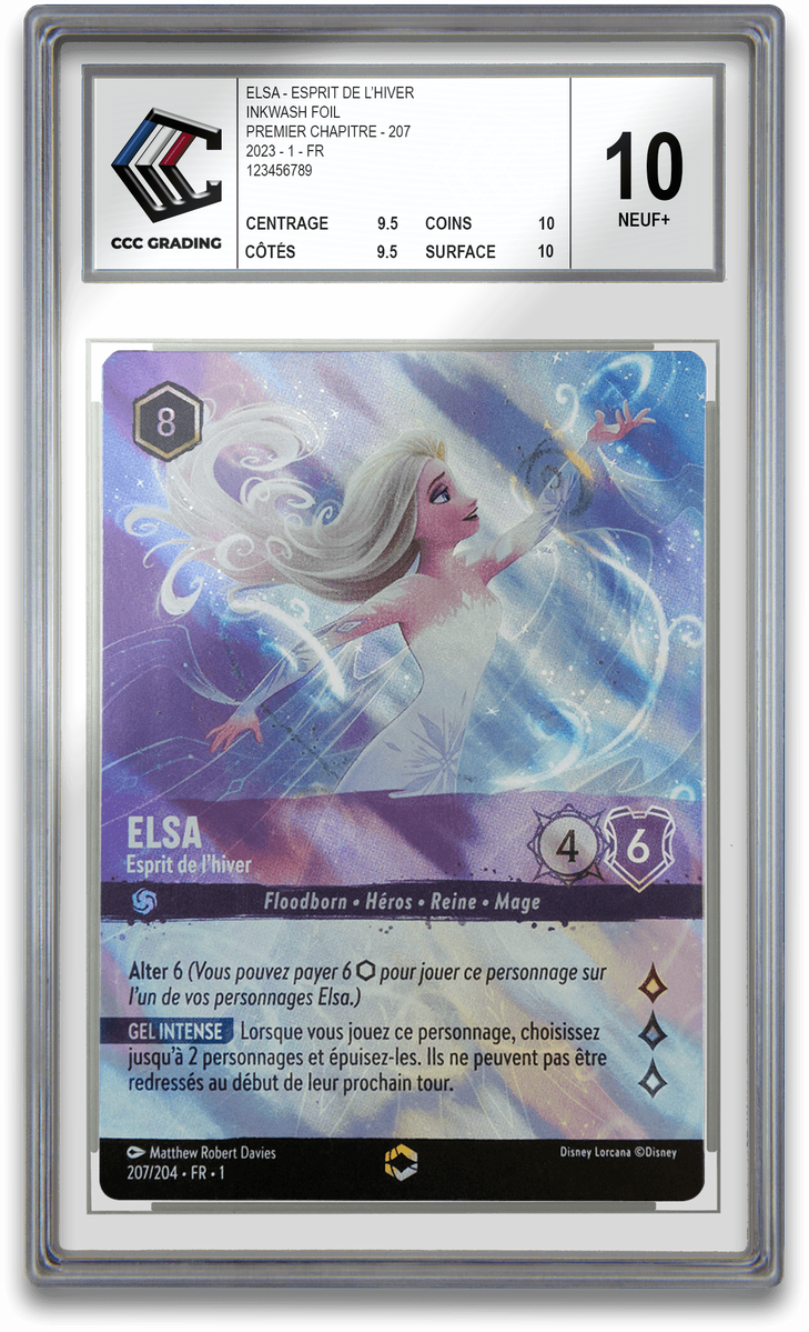Grading de carte Lorcana Elsa enchantée 207 Premier Chapitre