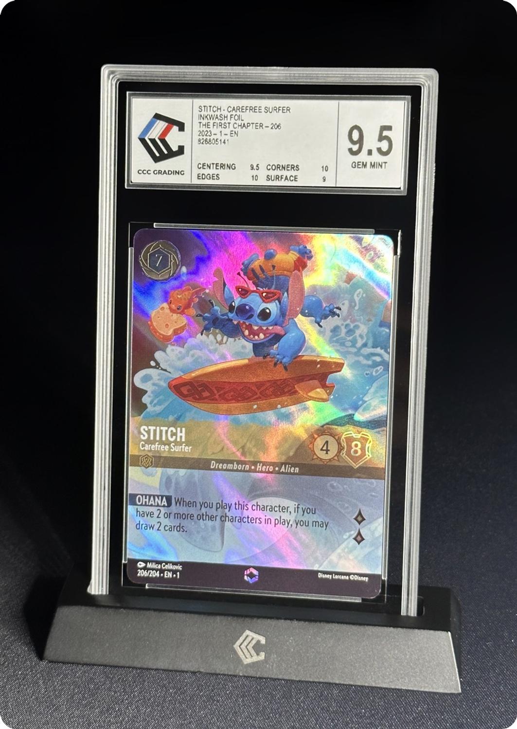 Boîtier CCC Grading avec une carte Lorcana Stitch